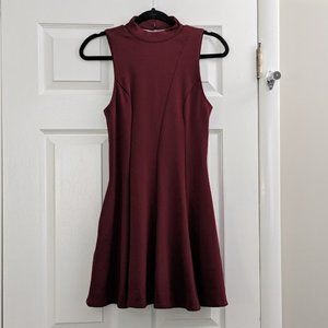 FREE PEOPLE Burgundy Sleeveless Fit & Flare Dress (XS)